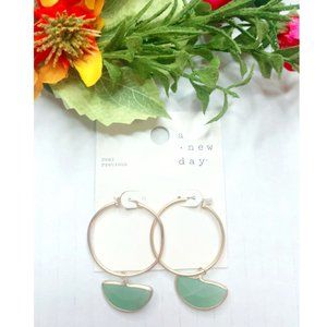 Semi-Precious Stone Aventurine Malachite Glass Drop Hoop Earrings Green …